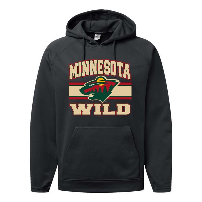 Minnesota Wild Stripe Black Performance Fleece Hoodie