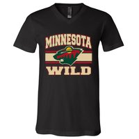 Minnesota Wild Stripe Black V-Neck T-Shirt