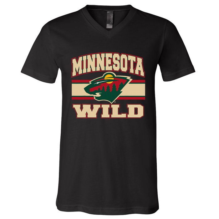 Minnesota Wild Stripe Black V-Neck T-Shirt