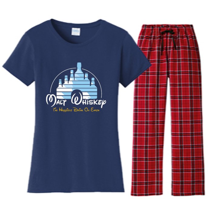 Malt Whiskey Shirts Happiest Drink Funny Pun Parody Women's Flannel Pajama Set