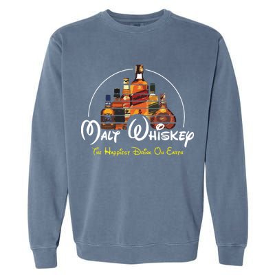 Malt Whiskey Shirts Happiest Drink Funny Pun Parody Garment-Dyed Sweatshirt