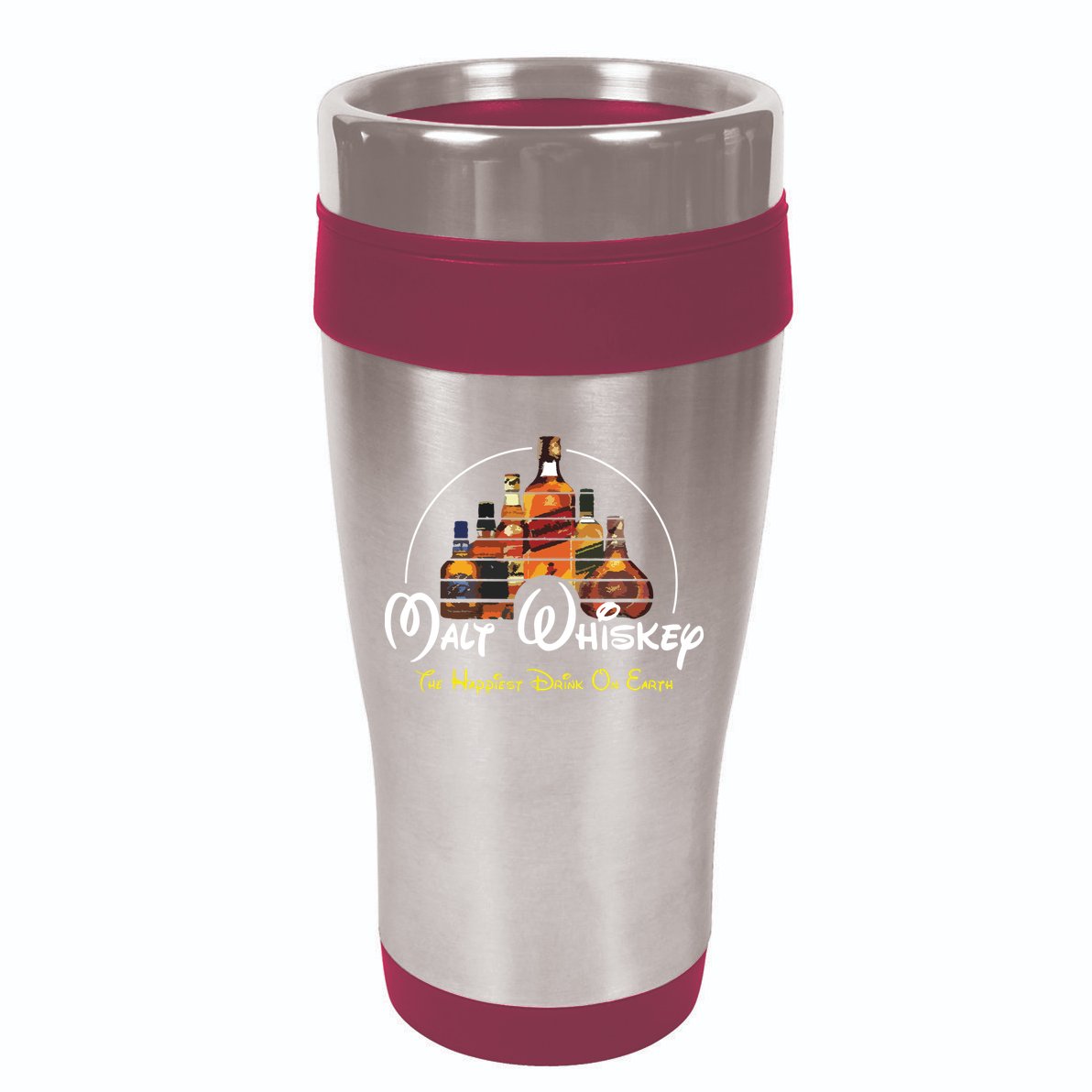 Malt Whiskey Shirts Happiest Drink Funny Pun Parody 16oz Travel Tumbler