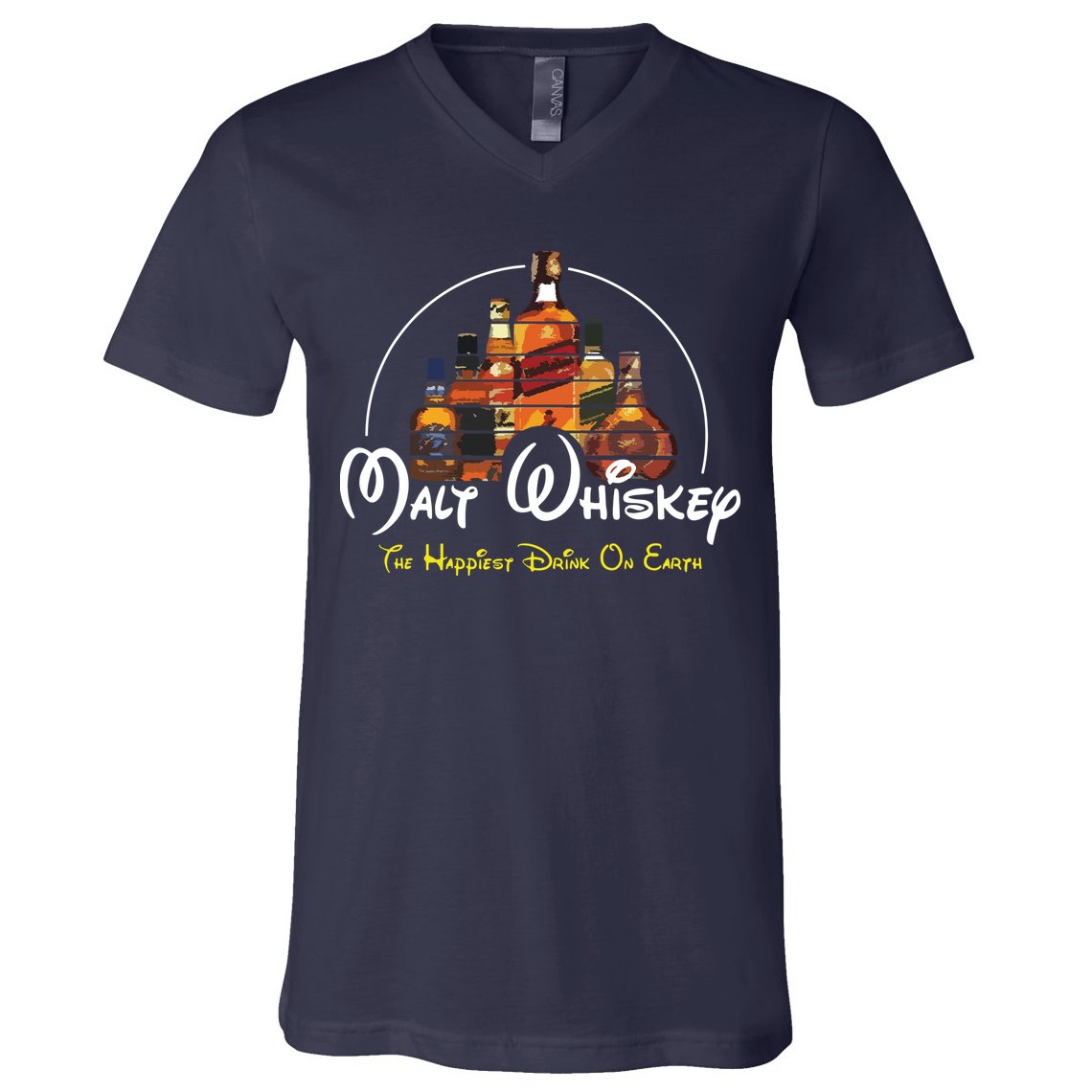 Malt Whiskey Shirts Happiest Drink Funny Pun Parody V-Neck T-Shirt