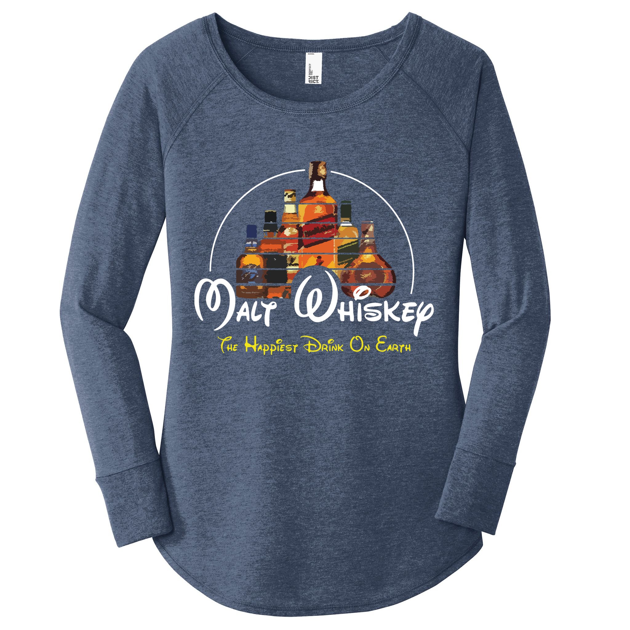 Malt Whiskey Shirts Happiest Drink Funny Pun Parody Women's Perfect Tri Tunic Long Sleeve Shirt