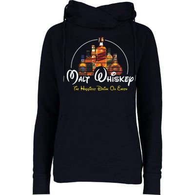 Malt Whiskey Shirts Happiest Drink Funny Pun Parody Womens Funnel Neck Pullover Hood