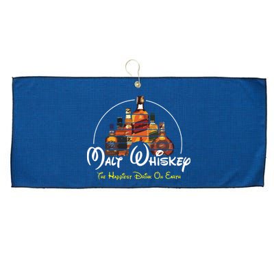 Malt Whiskey Shirts Happiest Drink Funny Pun Parody Large Microfiber Waffle Golf Towel