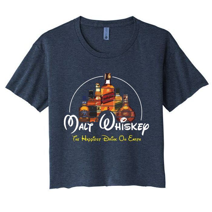 Malt Whiskey Shirts Happiest Drink Funny Pun Parody Crop Top