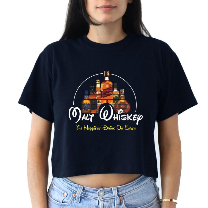 Malt Whiskey Shirts Happiest Drink Funny Pun Parody Crop Top