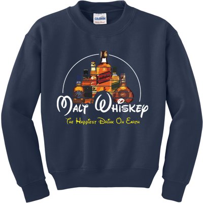 Malt Whiskey Shirts Happiest Drink Funny Pun Parody Kids Sweatshirt