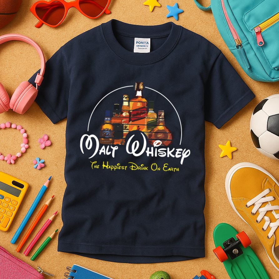 Malt Whiskey Shirts Happiest Drink Funny Pun Parody Kids T-Shirt