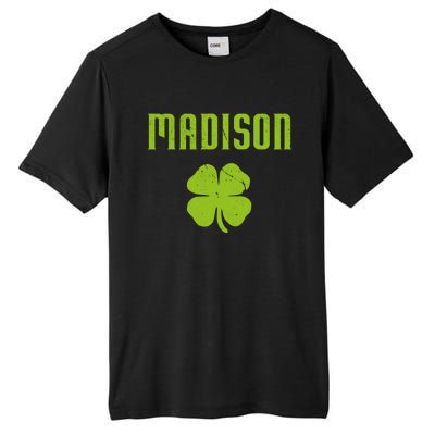 Madison Wi Shamrock Capital City St Patricks Day Pride Graph Cute Gift Tall Fusion ChromaSoft Performance T-Shirt