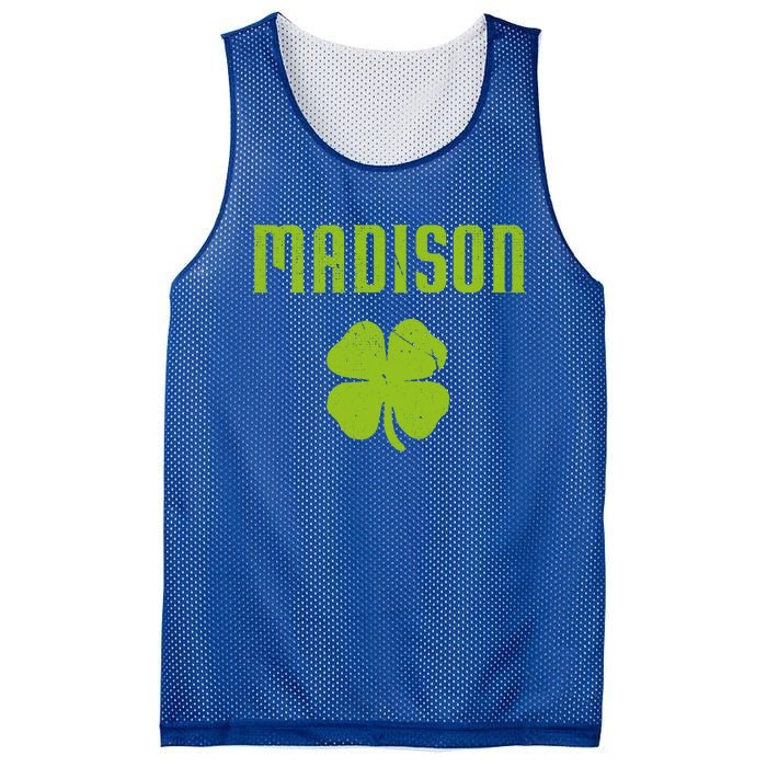 Madison Wi Shamrock Capital City St Patricks Day Pride Graph Cute Gift Mesh Reversible Basketball Jersey Tank