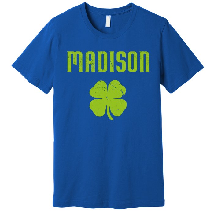 Madison Wi Shamrock Capital City St Patricks Day Pride Graph Cute Gift Premium T-Shirt