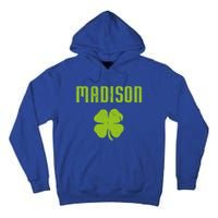 Madison Wi Shamrock Capital City St Patricks Day Pride Graph Cute Gift Tall Hoodie