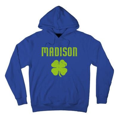 Madison Wi Shamrock Capital City St Patricks Day Pride Graph Cute Gift Tall Hoodie