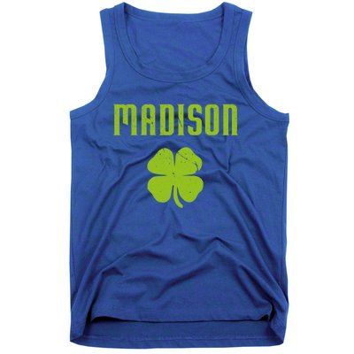 Madison Wi Shamrock Capital City St Patricks Day Pride Graph Cute Gift Tank Top