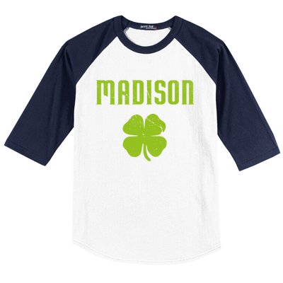 Madison Wi Shamrock Capital City St Patricks Day Pride Graph Cute Gift Baseball Sleeve Shirt