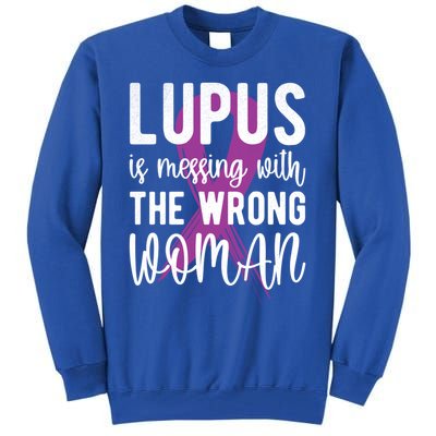 Messing With The Wrong Lupus Warrior Purple Ribbon Gift Tall Sweatshirt