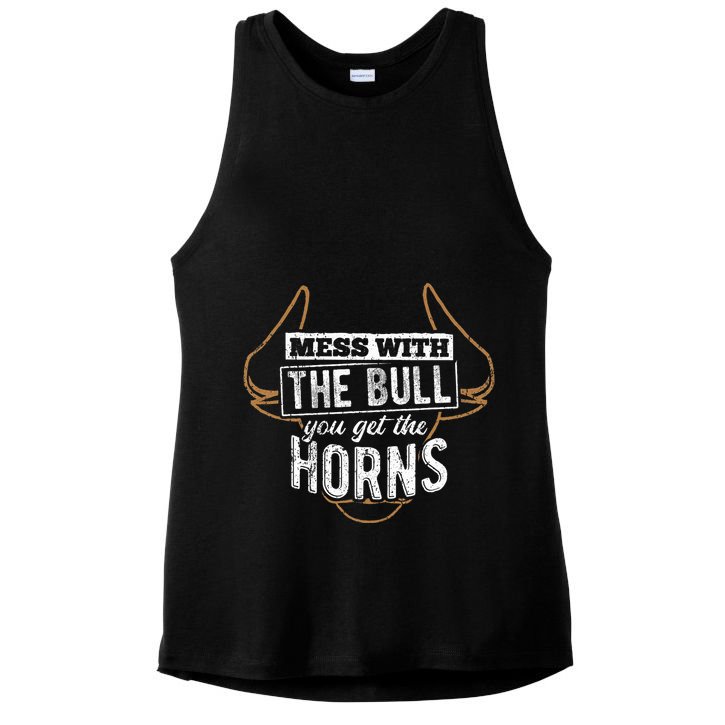 Mess With The Bull You Get The Horns Bullfighter Longhorn Ladies PosiCharge Tri-Blend Wicking Tank