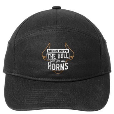 Mess With The Bull You Get The Horns Bullfighter Longhorn 7-Panel Snapback Hat