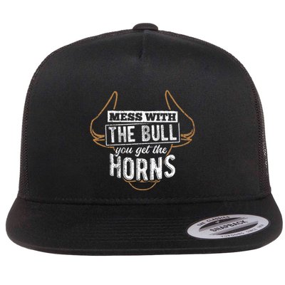 Mess With The Bull You Get The Horns Bullfighter Longhorn Flatbill Hat