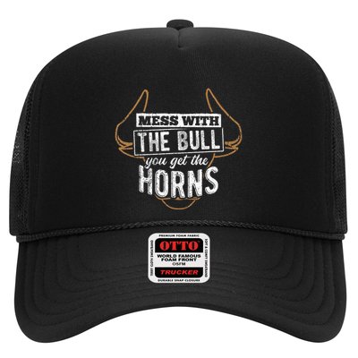 Mess With The Bull You Get The Horns Bullfighter Longhorn Trucker Hat