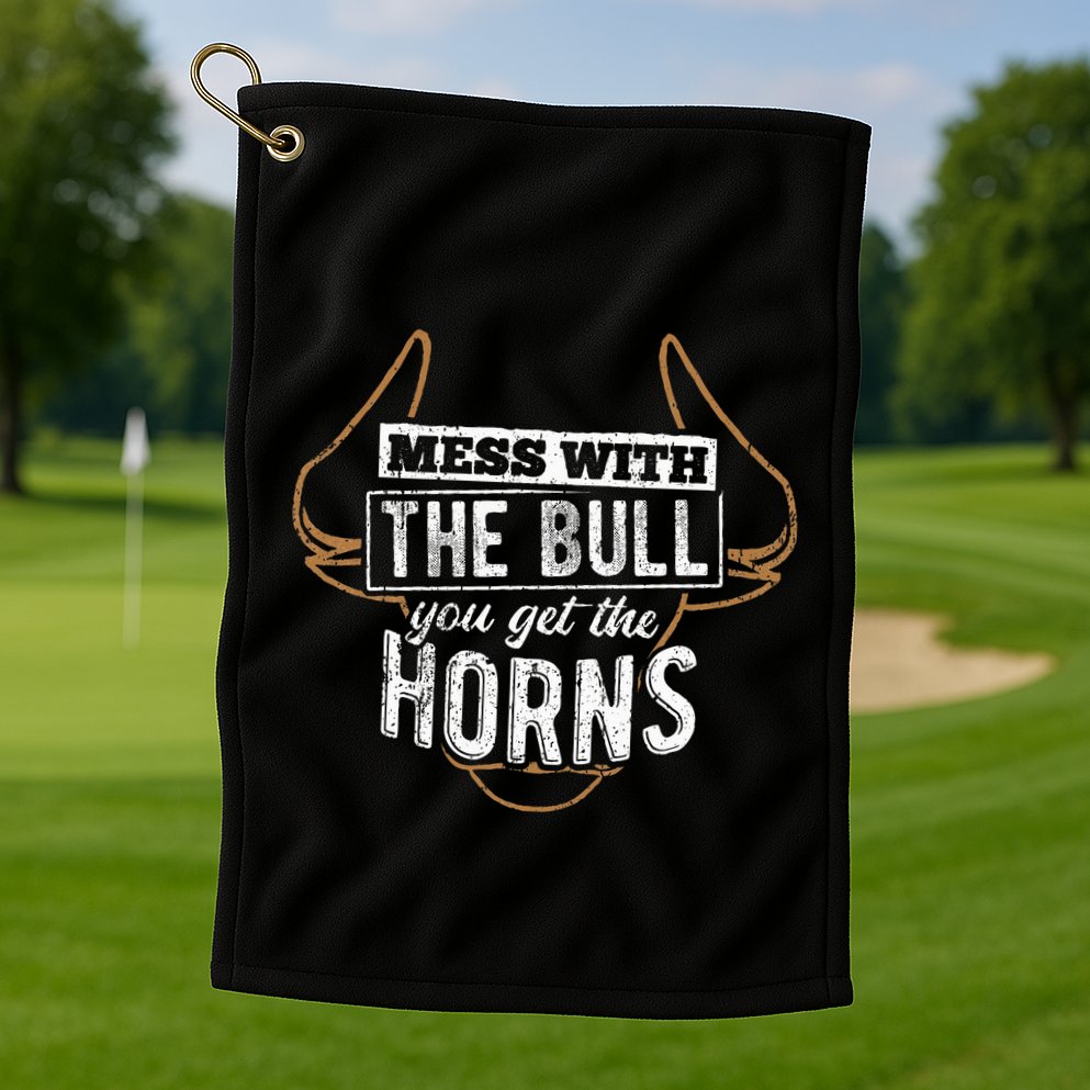 Mess With The Bull You Get The Horns Bullfighter Longhorn Golf Towel