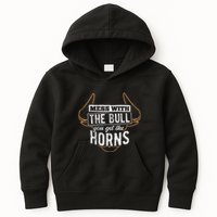 Mess With The Bull You Get The Horns Bullfighter Longhorn Kids Hoodie