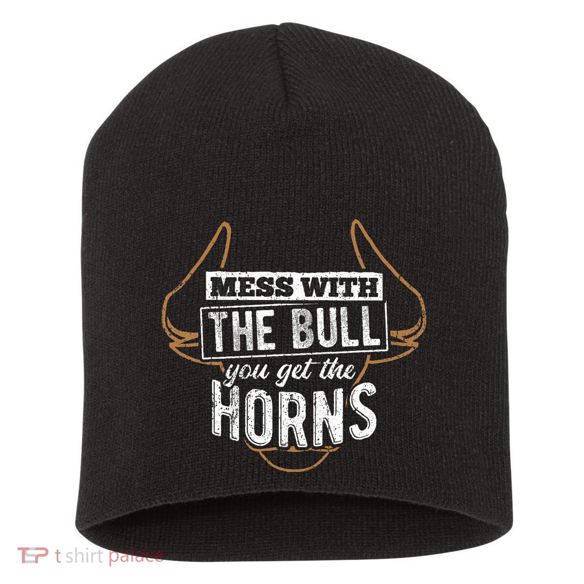 Mess With The Bull You Get The Horns Bullfighter Longhorn Short Acrylic Beanie