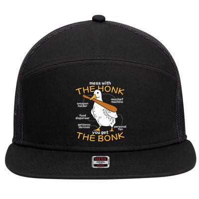 Mess With The Honk You Get The Bonk Funny Goose Anatomy 7 Panel Mesh Trucker Snapback Hat