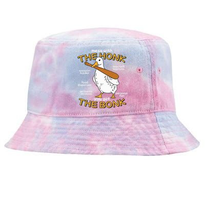 Mess With The Honk You Get The Bonk Funny Goose Anatomy Tie-Dyed Bucket Hat