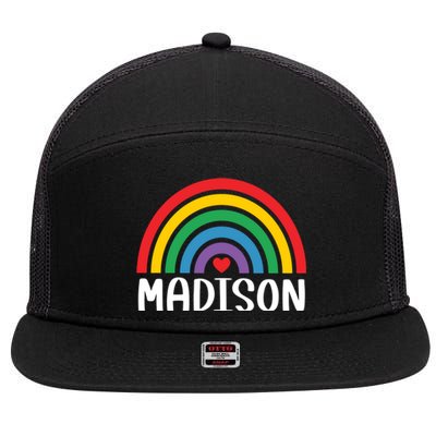 Madison Wisconsin Travel I Love Madison Usa Great Gift 7 Panel Mesh Trucker Snapback Hat