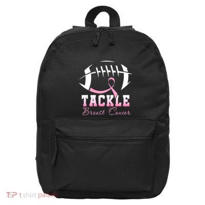 Men Women Tackle Breast Cancer Awareness Football Pink Ribbon Gift 16 in Basic Backpack