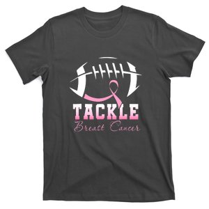 Men Women Tackle Breast Cancer Awareness Football Pink Ribbon Gift T-Shirt