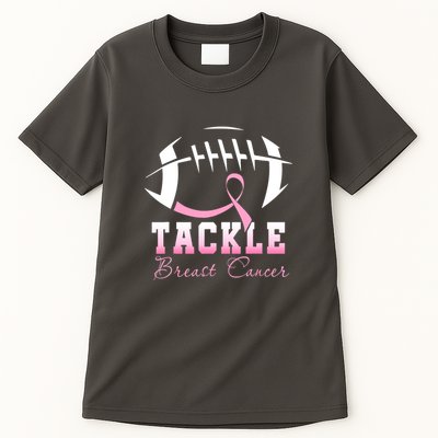 Men Women Tackle Breast Cancer Awareness Football Pink Ribbon Gift Tall T-Shirt