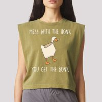 Mess With The Honk You Get The Bonk Garment-Dyed Women's Muscle Tee