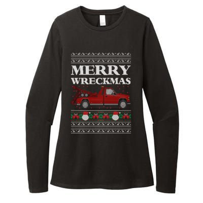 Merry Wreckmas Tow Truck Driver Ugly Christmas Gift Womens CVC Long Sleeve Shirt