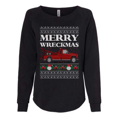 Merry Wreckmas Tow Truck Driver Ugly Christmas Gift Womens California Wash Sweatshirt