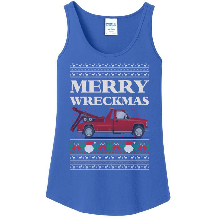 Merry Wreckmas Tow Truck Driver Ugly Christmas Gift Ladies Essential Tank