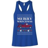 Merry Wreckmas Tow Truck Driver Ugly Christmas Gift Women's Racerback Tank