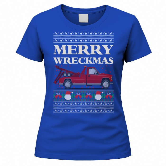 Merry Wreckmas Tow Truck Driver Ugly Christmas Gift Women's T-Shirt