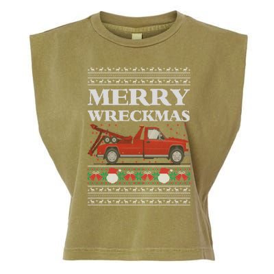 Merry Wreckmas Tow Truck Driver Ugly Christmas Gift Garment-Dyed Women's Muscle Tee