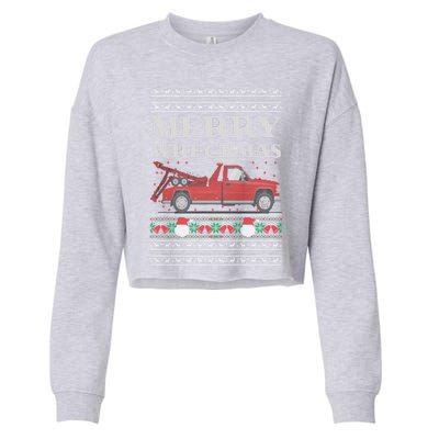 Merry Wreckmas Tow Truck Driver Ugly Christmas Gift Cropped Pullover Crew