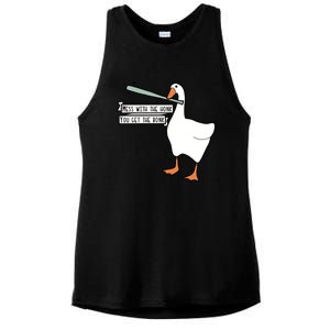 Mess With The Honk You Get The Bonk Goose Ladies PosiCharge Tri-Blend Wicking Tank