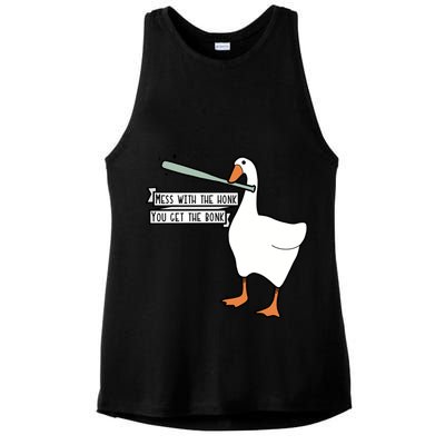 Mess With The Honk You Get The Bonk Goose Ladies PosiCharge Tri-Blend Wicking Tank