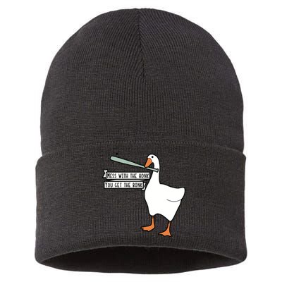 Mess With The Honk You Get The Bonk Goose Sustainable Knit Beanie
