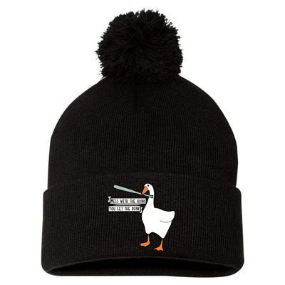 Mess With The Honk You Get The Bonk Goose Pom Pom 12in Knit Beanie