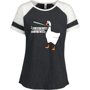 Mess With The Honk You Get The Bonk Goose Enza Ladies Jersey Colorblock Tee