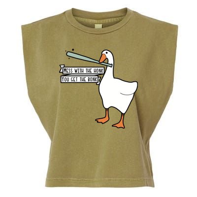 Mess With The Honk You Get The Bonk Goose Garment-Dyed Women's Muscle Tee