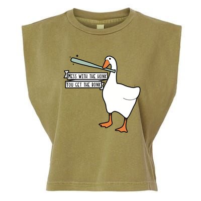 Mess With The Honk You Get The Bonk Goose Garment-Dyed Women's Muscle Tee